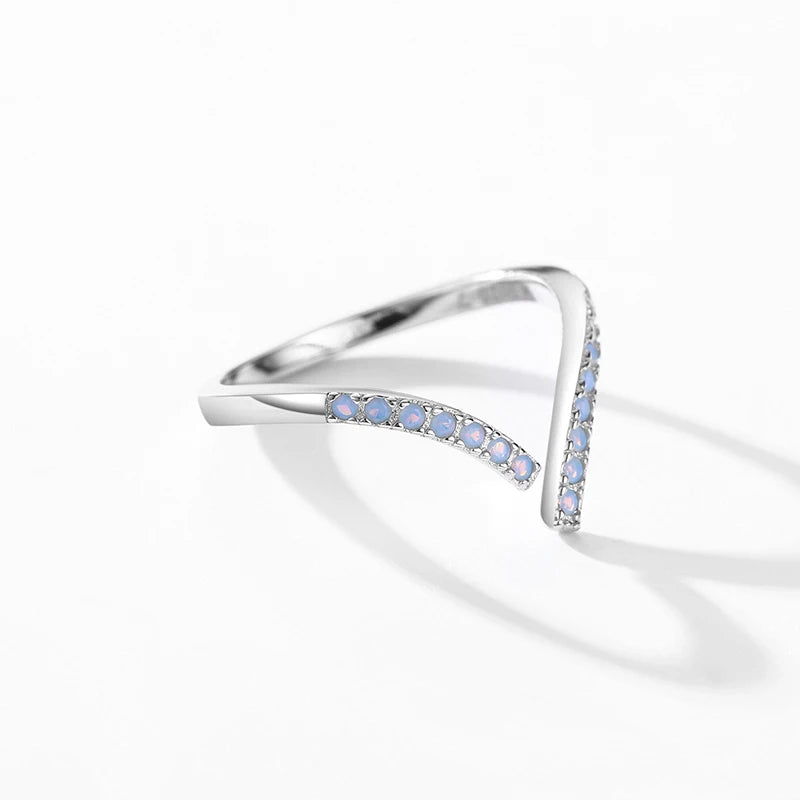 Opal Geometric Ring