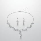 ZAKOL bridal jewelry set featuring leaf-shaped cubic zirconia choker and water drop earrings