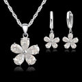 Elegant wedding jewelry set with cubic zirconia necklace and earrings in 925 sterling silver